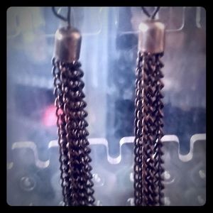 Black and gold dangle chain earrings